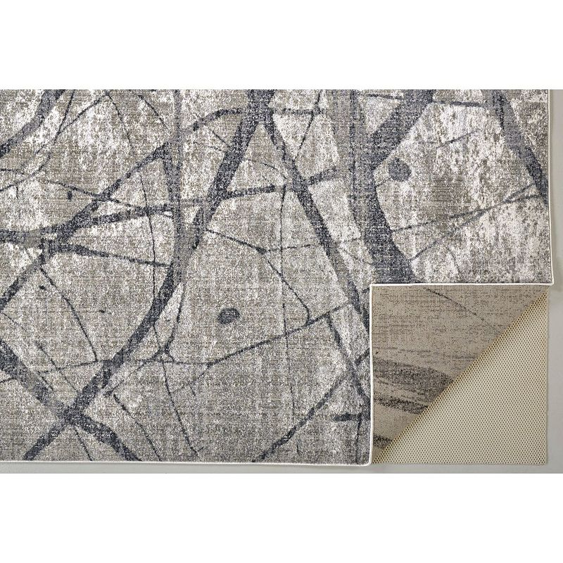 6.5' x 9.5' Gray and Charcoal Abstract Rectangular Area Throw Rug