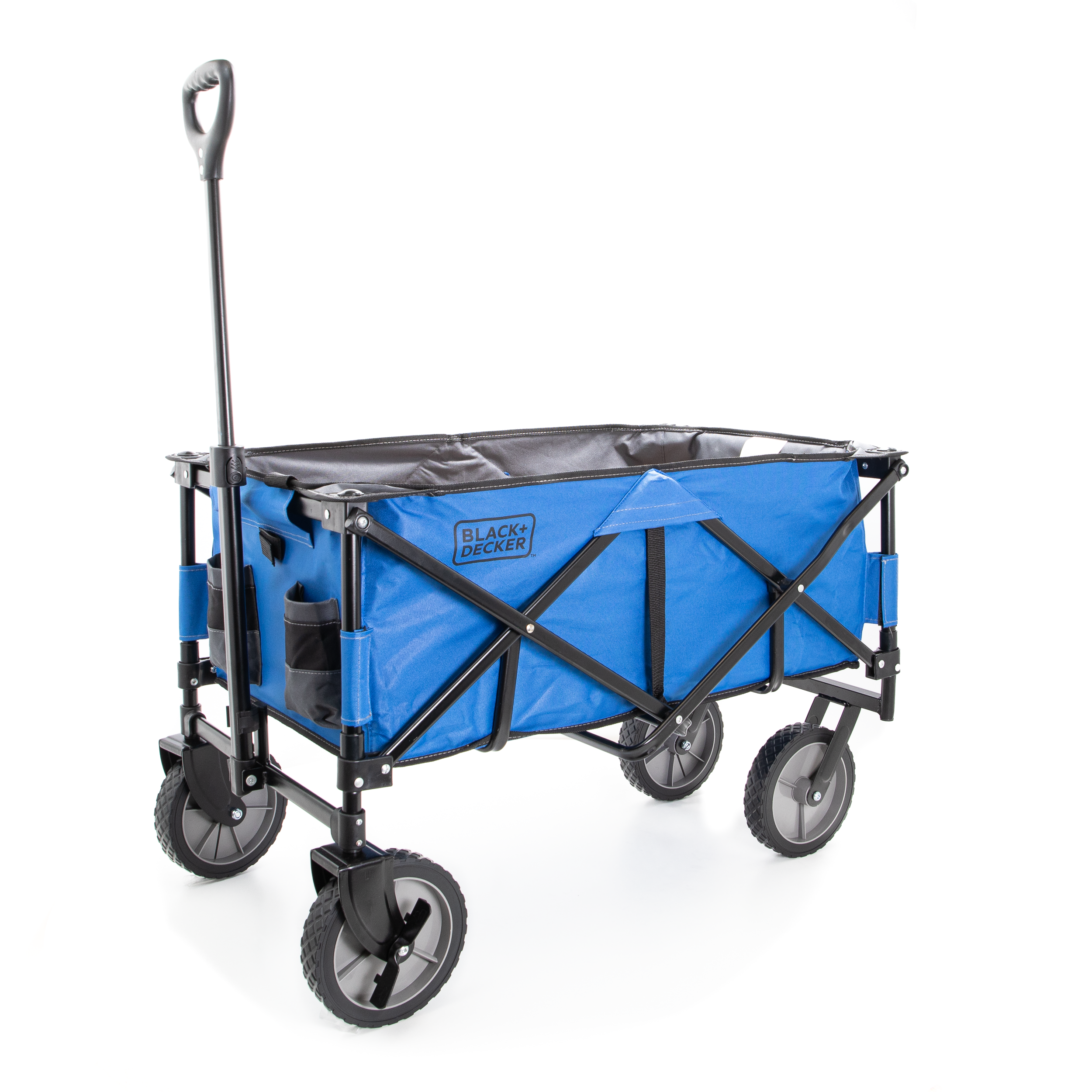 Collapsible Storage Cart, Folding Utility Wagon, Holds up to 176 lbs., Blue