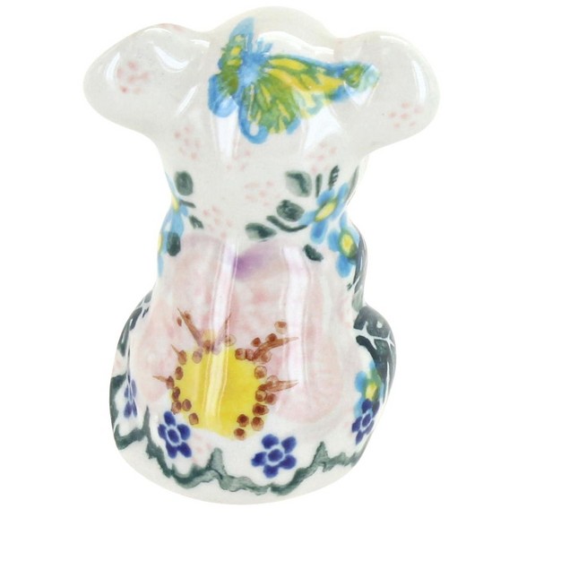 Blue Rose Polish Pottery Apple Blossom Mouse Figurine