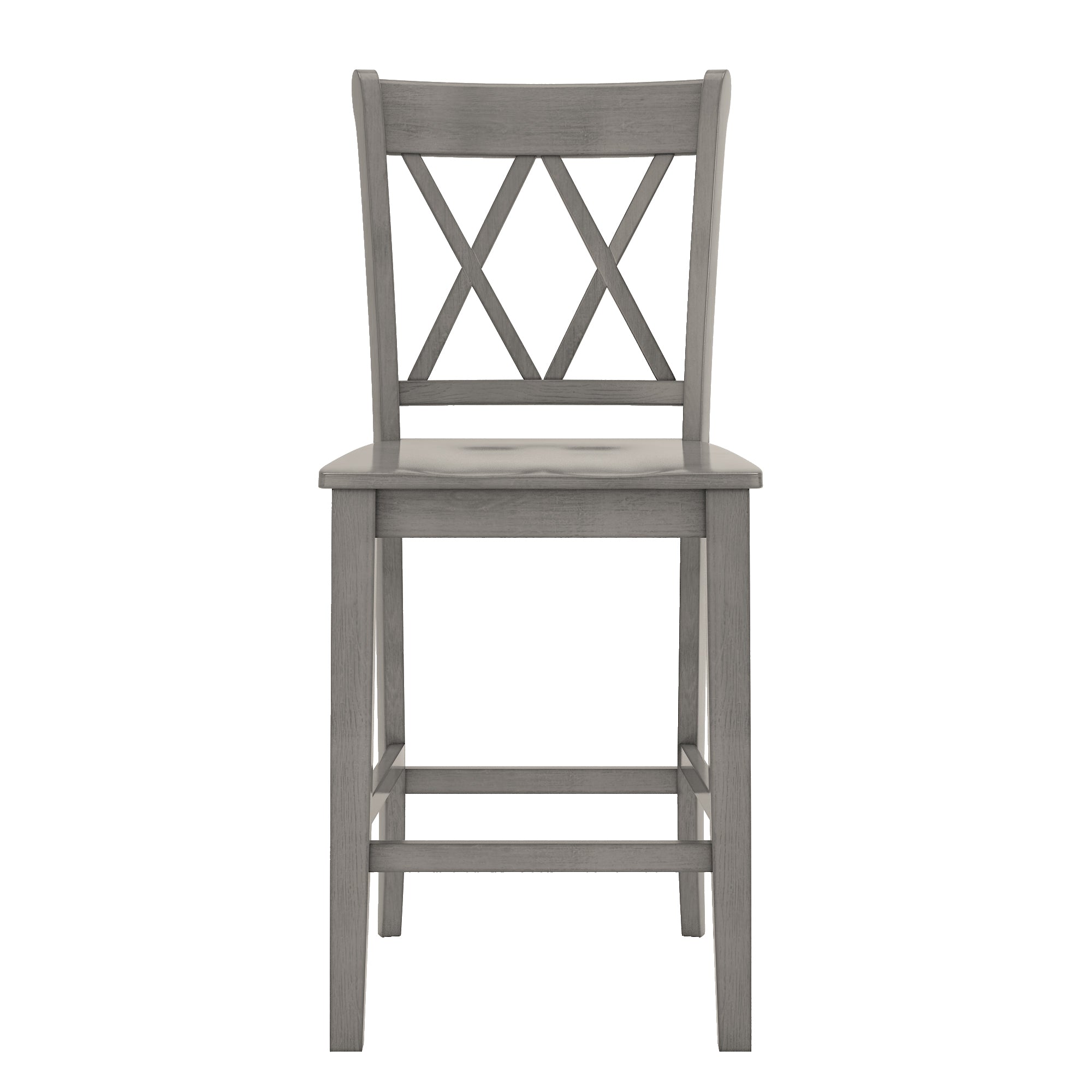 Weston Home Farmhouse Vintage Double X Solid Wood Counter Height Chair， Set of 2， Antique Grey