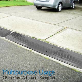 Pyle CarTruck Curb Ramp Driveway Rubber Threshold Car Curb-Side Bridge PCRBDR24.5