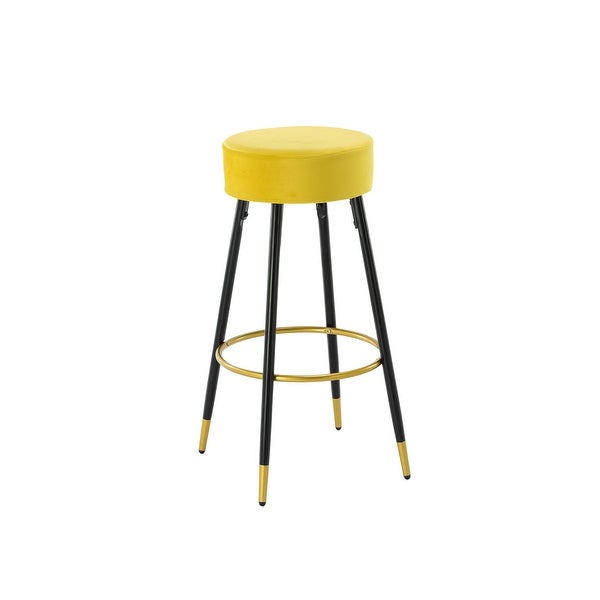 Modern Velvet Counter Height Bar Stools， Upholstered Kitchen Stools for Dining Room， Coffee Shop Bar， Balcony (Set of 2)