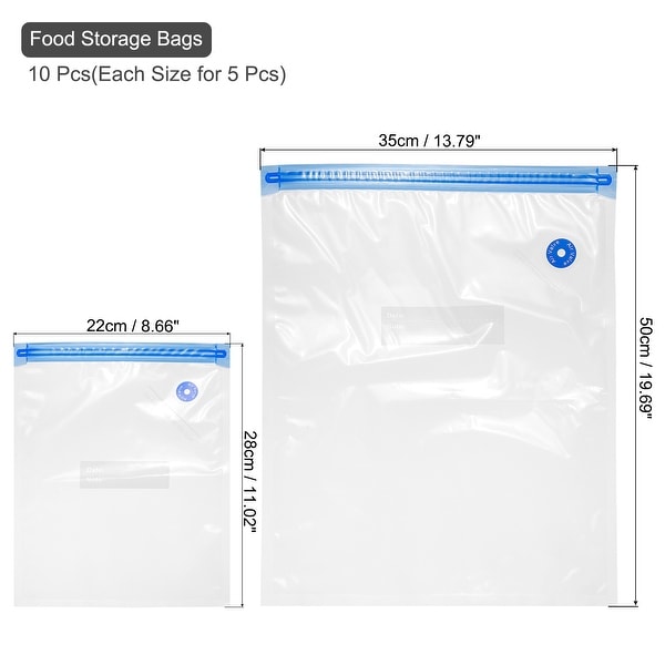 10pcs Sous Vide Bags Reusable Vacuum Food Sealer Bag 28cm x 22cm，50cm x 35cm - White