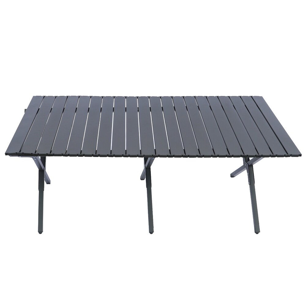 4 6 Person Outdoor Patio Dining Table Portable Camping Dining Table Folding Table with Carry Bag and Non slip Rubber Feet