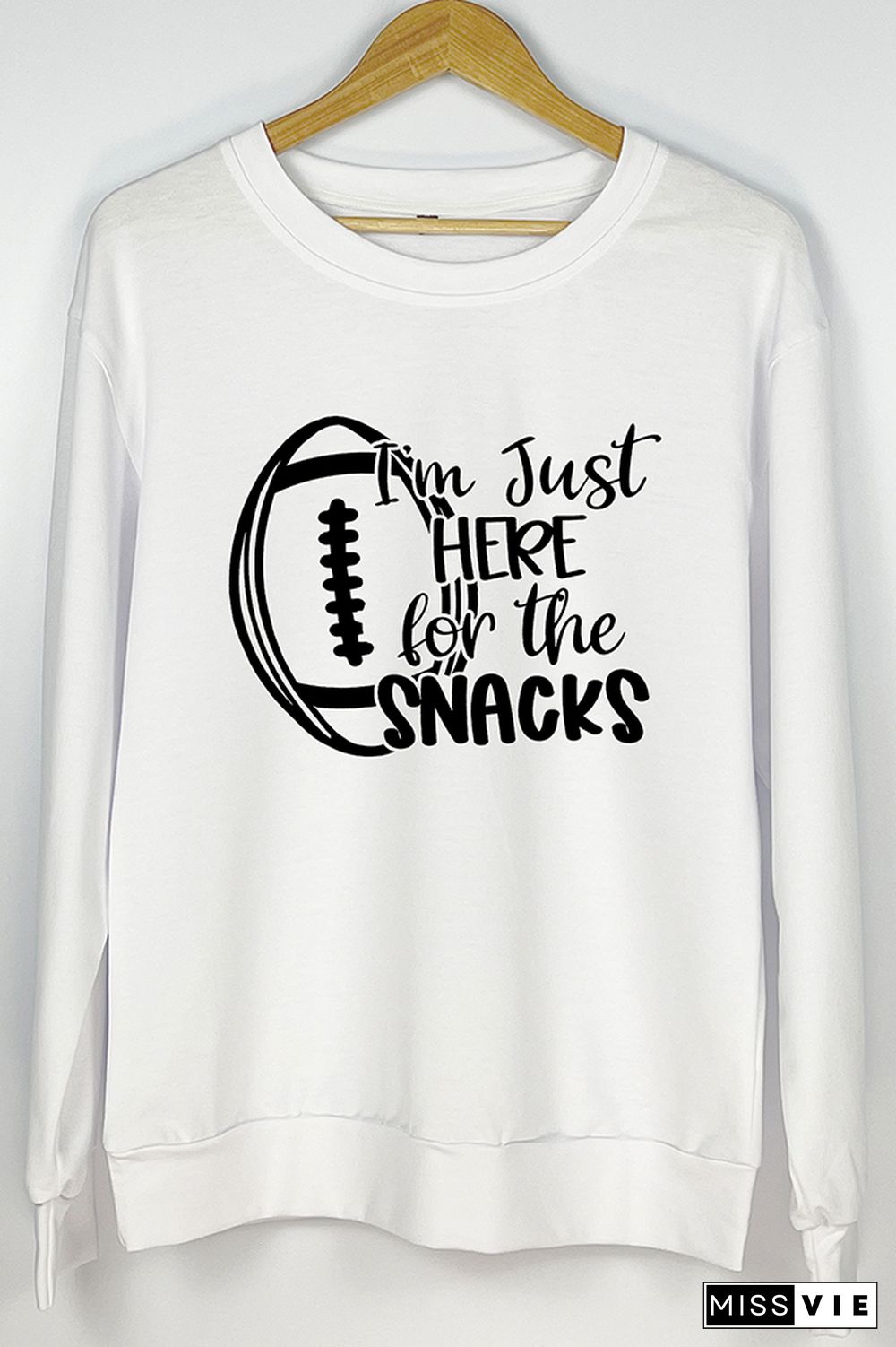 I'm Just Here For Snacks Print Pullover Sweatshirt Wholesale