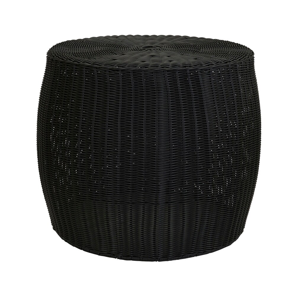 Handwoven Resin Barrel Side Table Storage Container