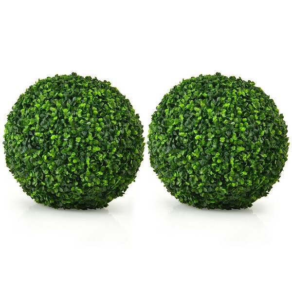 2 Pieces Artificial Boxwood Topiary UV Protected Indoor Outdoor Balls