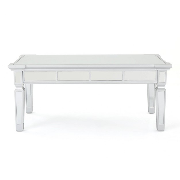 Solanna Mirrored Coffee Table Silver Christopher Knight Home