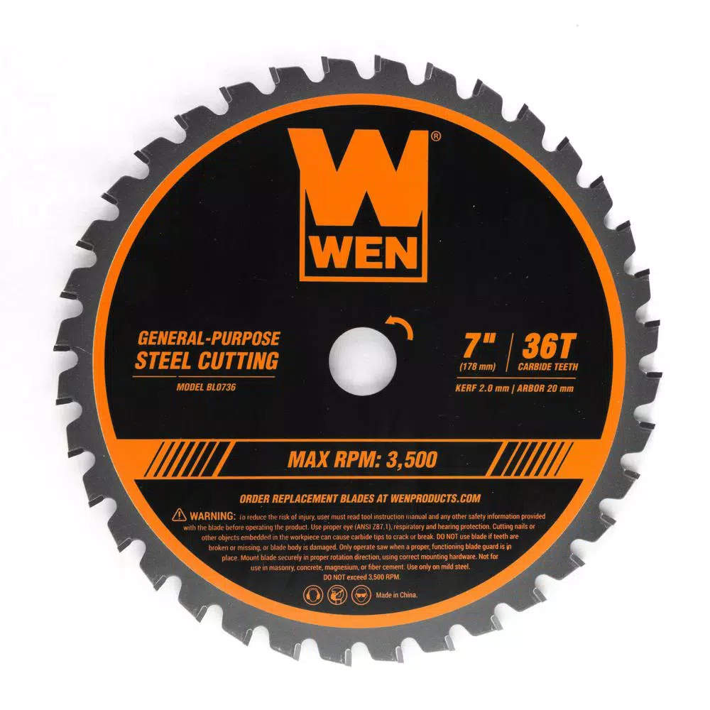 WEN 7 in. 36-Tooth Carbide-Tipped Professional Saw Blade for Steel Cutting and#8211; XDC Depot