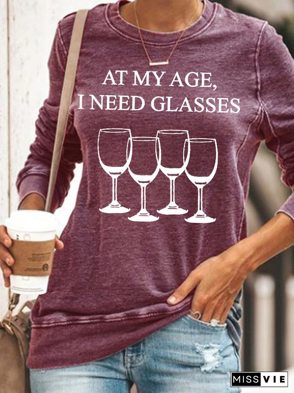 At My Age, I Need Glasses Funny Wine Long Sleeve Shirt