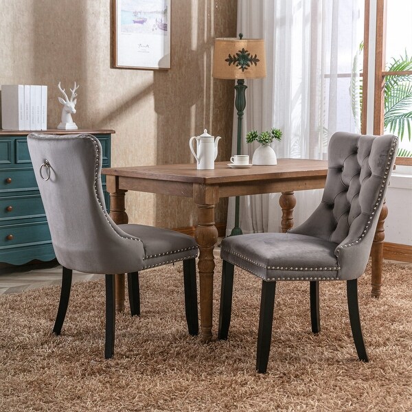 2Pcs High-end Tufted Velvet Dining Chair