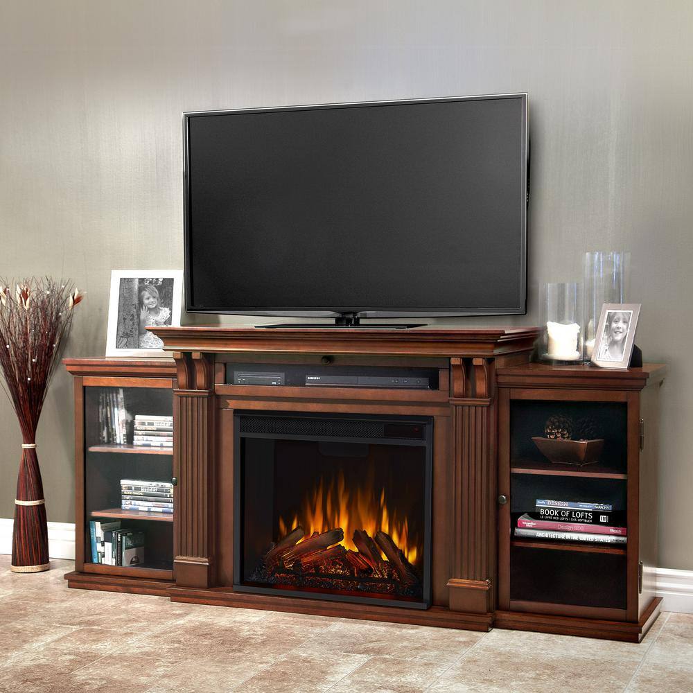 Real Flame Calie Entertainment 67 in. Media Console Electric Fireplace TV Stand in Dark Espresso 7720E-DE