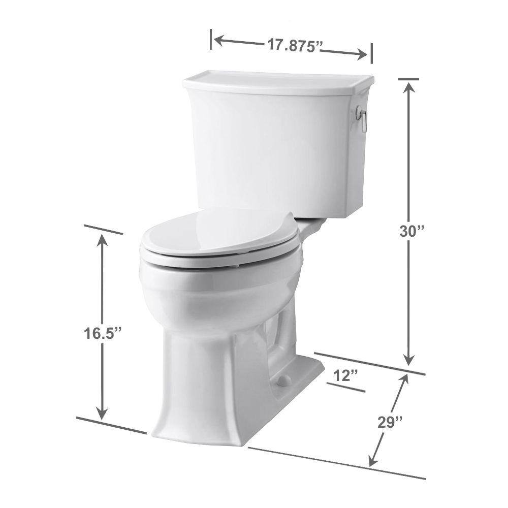 KOHLER Archer Comfort Height 2-Piece 1.28 GPF Single Flush Elongated Toilet with AquaPiston Flushing Technology in White K-3551-0