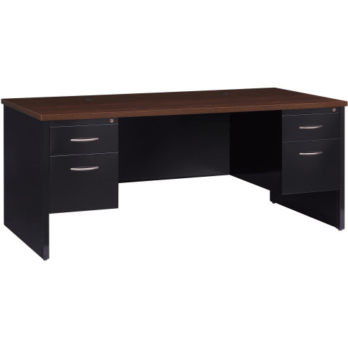 Lorell Walnut Laminate Commercial Steel Desk Series Pedestal Desk - 2-Drawer (79139)