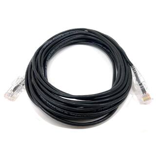 Micro Connectors Inc 25 ft. 28AWG Ultra Slim CAT 6 RJ45 Unshielded Twisted Pair Patch Cable Black E08-025B-SLIM