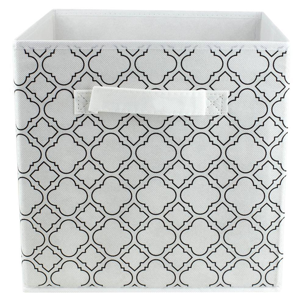 Home Basics 10.5 in. H x 10.5 in. W x 10.5 in. D White Fabric Cube Storage Bin HDC51555