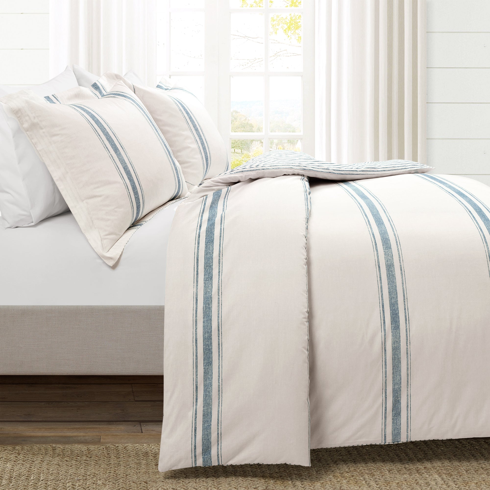 Farmhouse Stripe 100% Cotton Duvet Cover Set