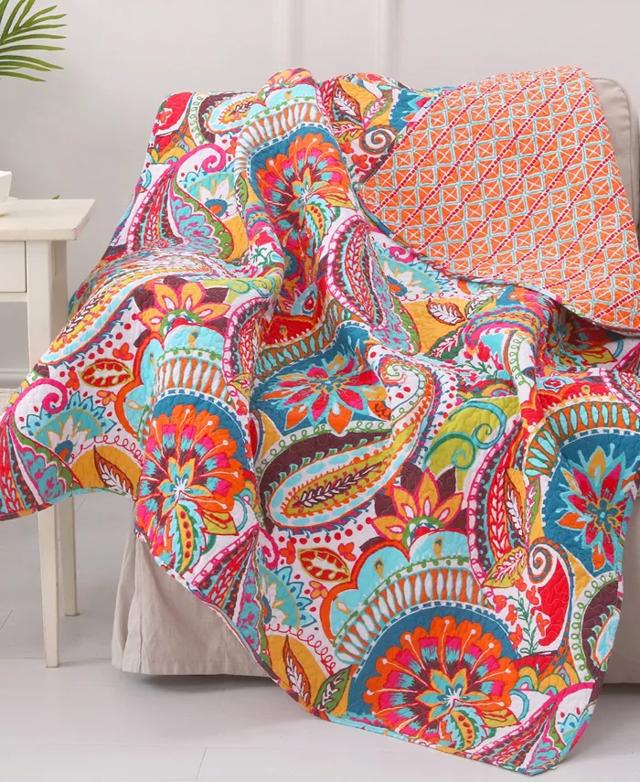 Levtex Rhapsody Paisley Reversible Quilted Throw， 50