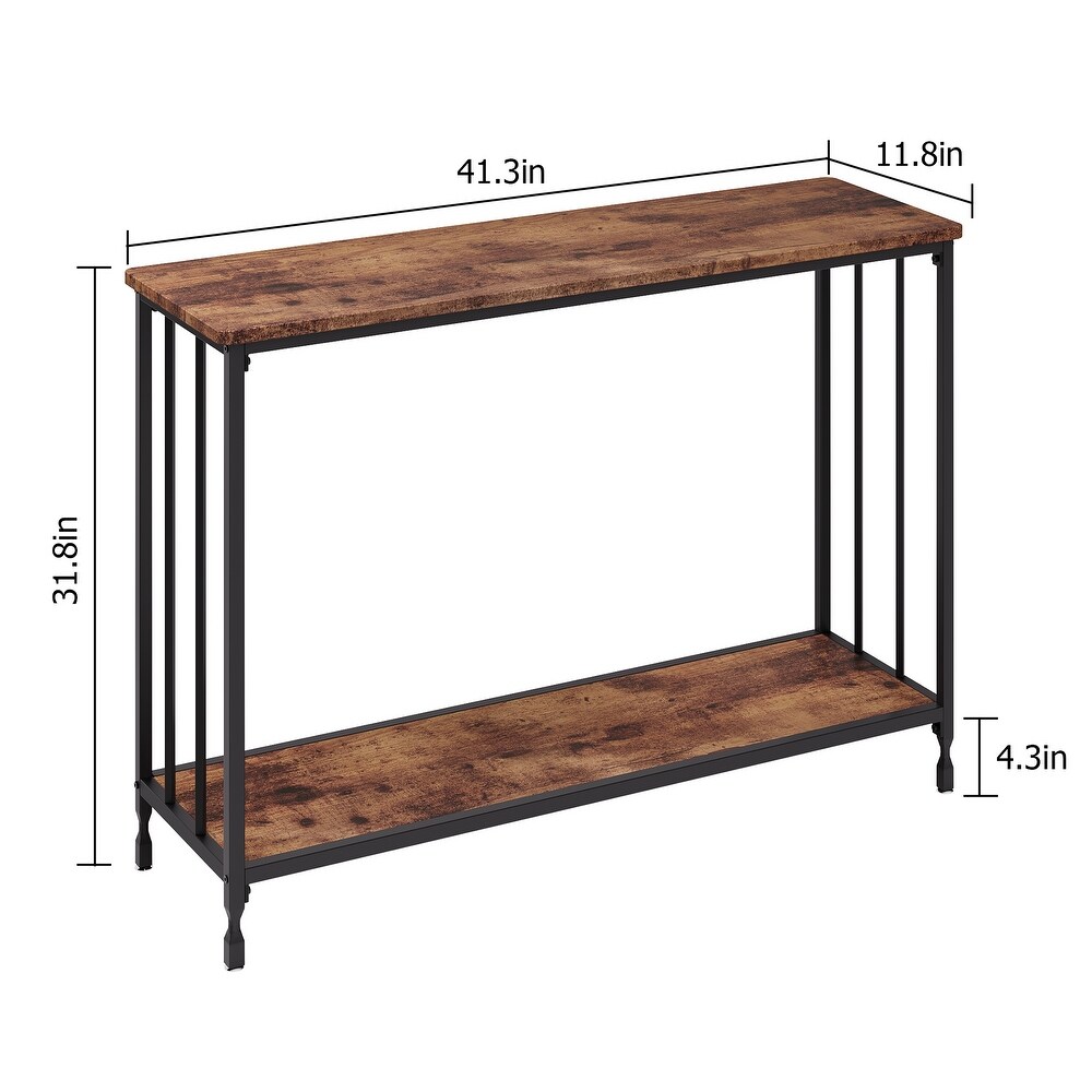 Console Table with Wood Shelf and Metal Frame