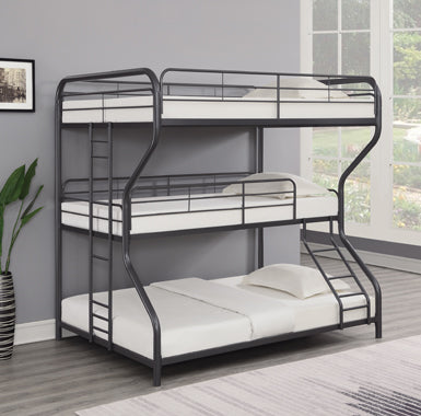 Garner Full Over Twin Over Full Triple Bunk Bed Gunmetal-400778