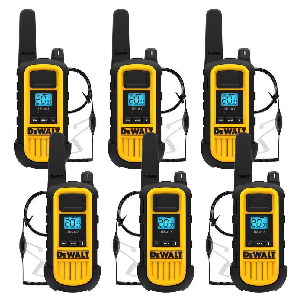 DW DXFRS300 Heavy-Duty 1-Watt Walkie Talkie and Headset Bundle (6-Pack) 3DXFRS300-SV1