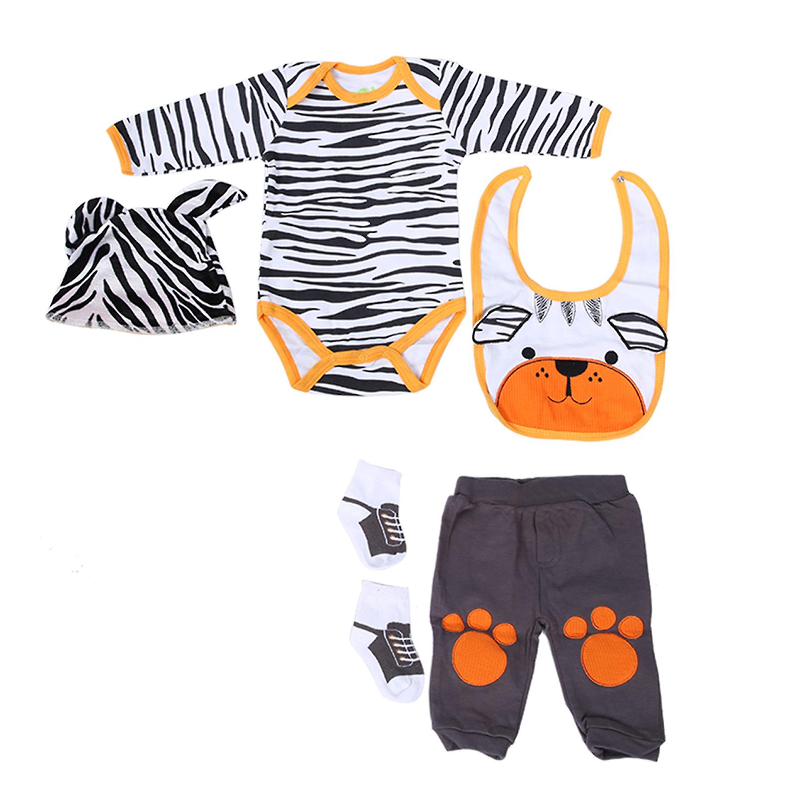 Simulation Infant Doll Clothes Set Cute Striped Cartoon Bear Clothes For 2022 Inch Doll