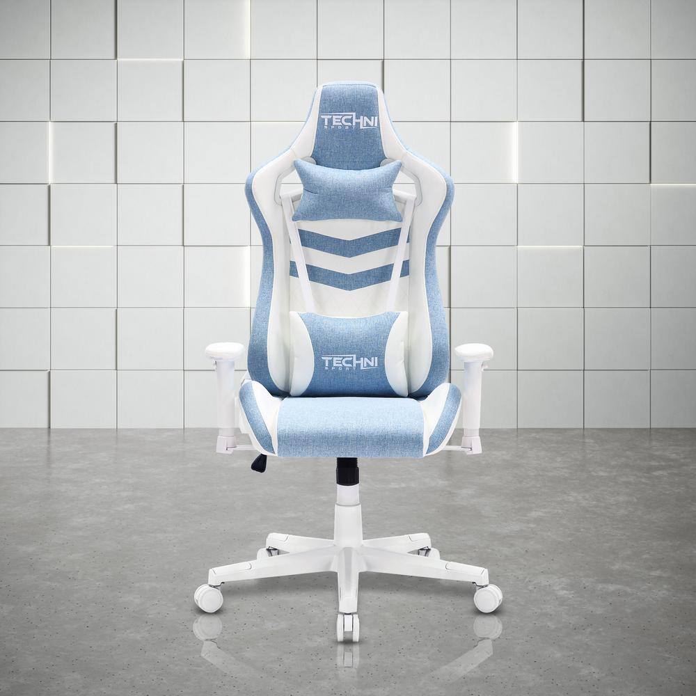 Techni Sport TS86 Blue Ergonomic Pastel Fabric Gaming Chair with Adjustable Arms RTA-TS86-BL