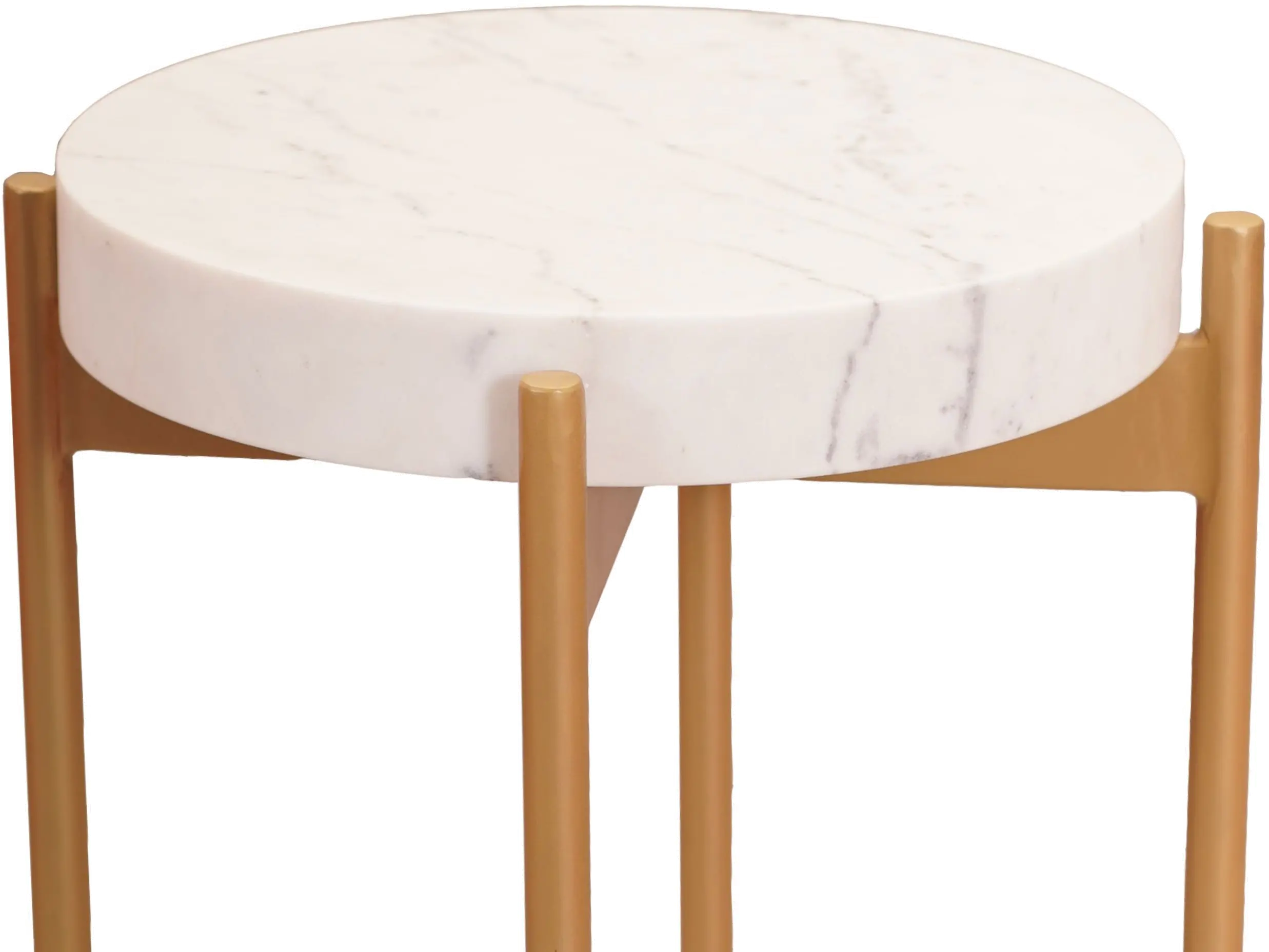 Isha White Marble and Gold Accent Table