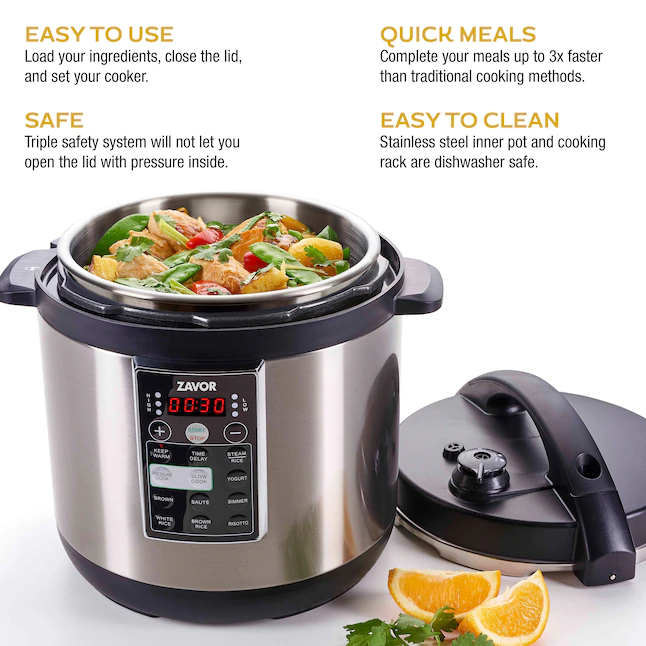 ZAVOR ZSELX02 LUX Multi-Cooker 6-Quart Programmable Electric Pressure Cooker