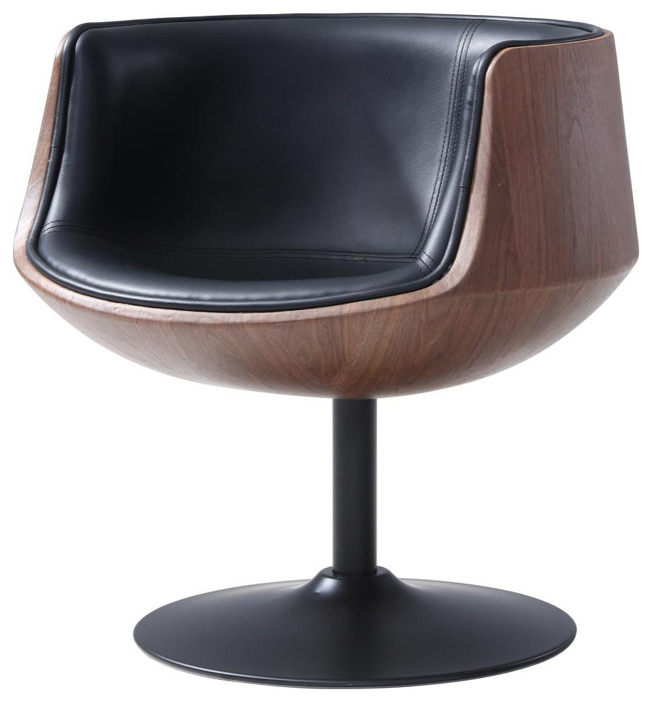 Conan PU Leather Swivel Chair  Monaco Black   Midcentury   Armchairs And Accent Chairs   by HedgeApple  Houzz