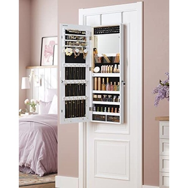 Jewelry Armoire Organizer with LED Lights - White - 14.8