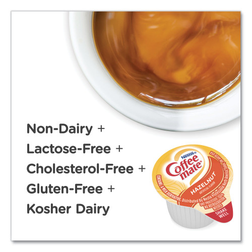 Coffee-mate Liquid Coffee Creamer， Hazelnut， 0.38 oz Mini Cups， 180/Carton (35080)