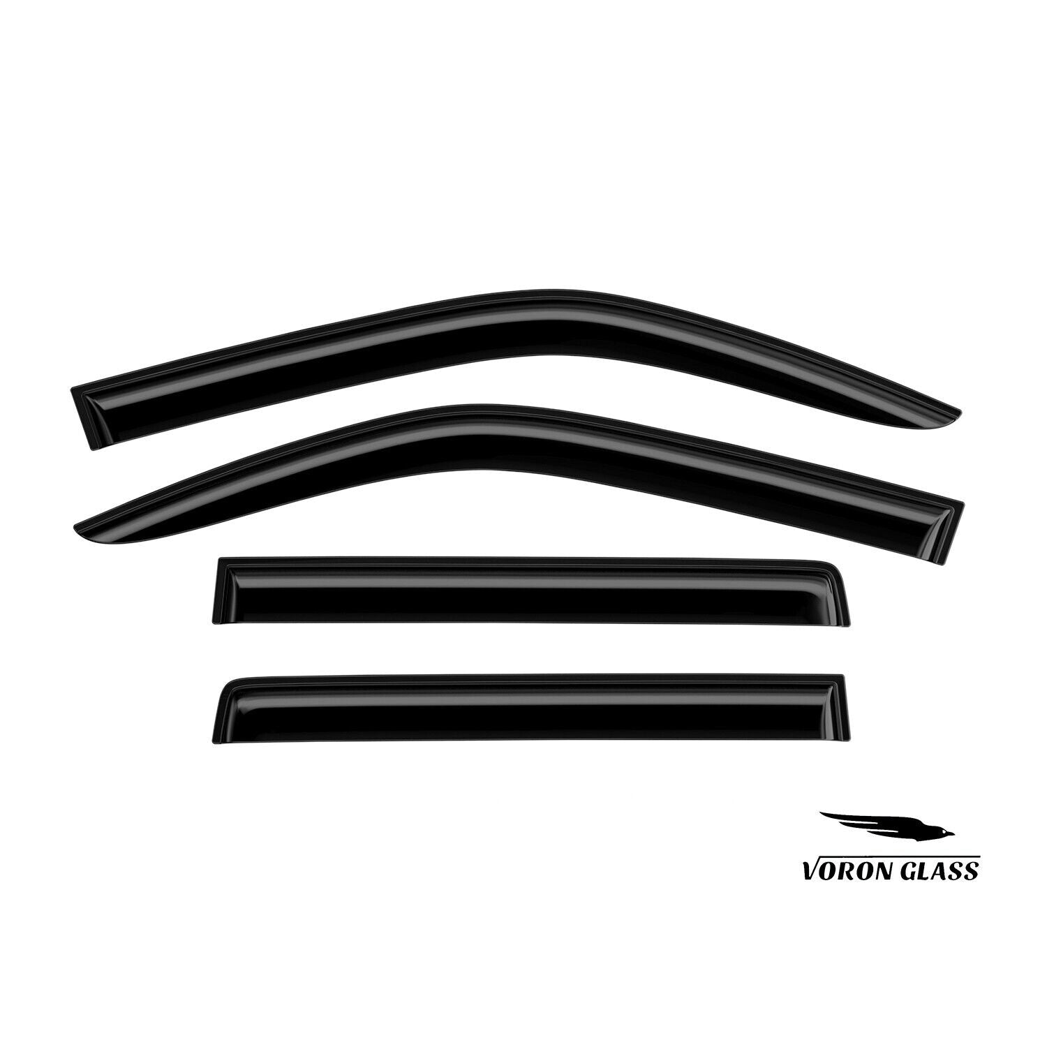 Voron Glass Tape-on Extra Durable Rain Guards for Nissan Frontier 2005-2021 Crew Cab/Suzuki Equator 2009-2013 Crew Cab， Window Deflectors， Vent Window Visors， 4 Pieces - 120233