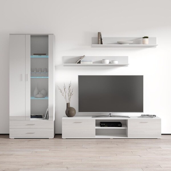 Soho 8 Modern Wall Unit Entertainment Center with LED Lights