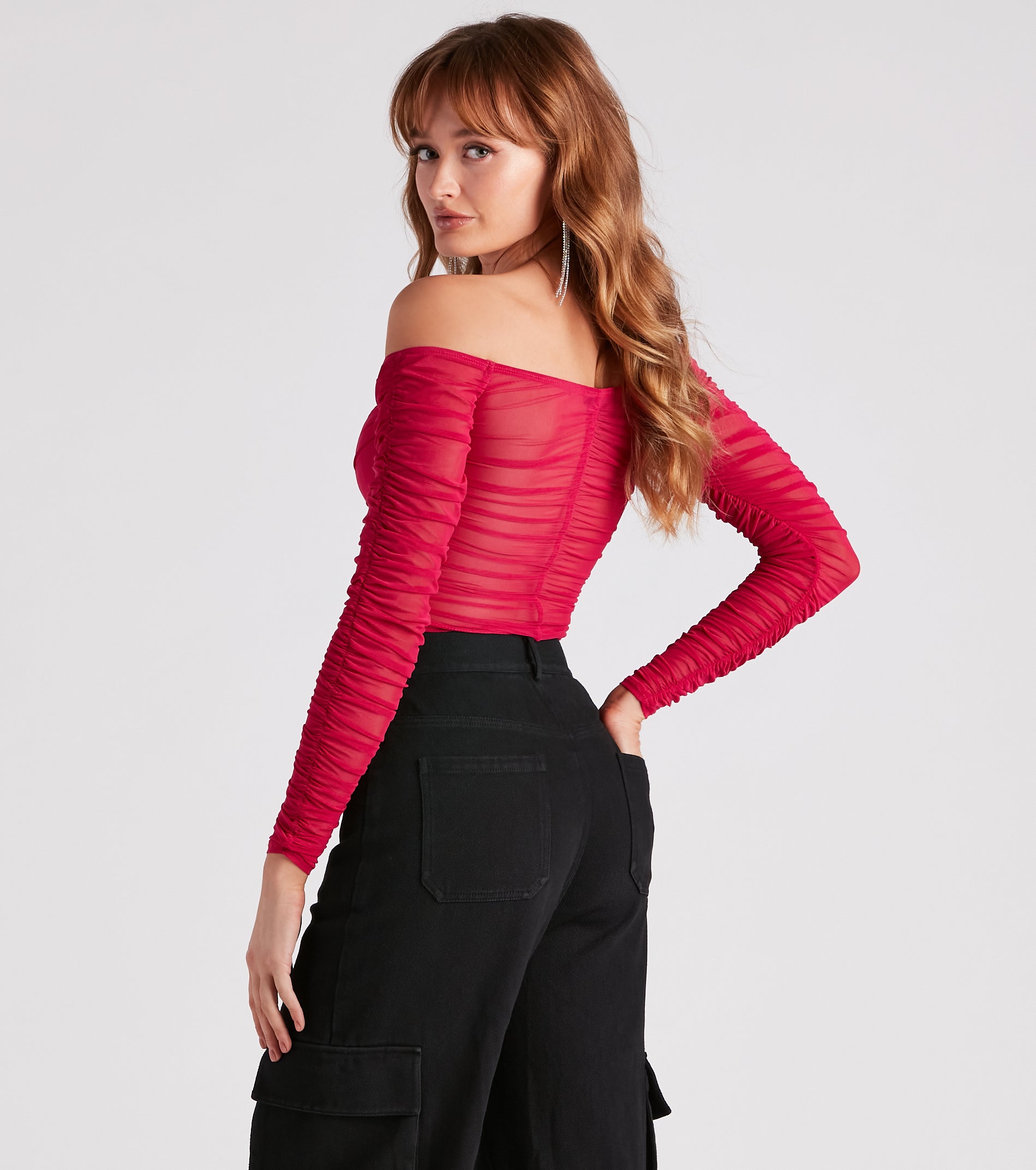 Level It Up Ruched Mesh Corset Top