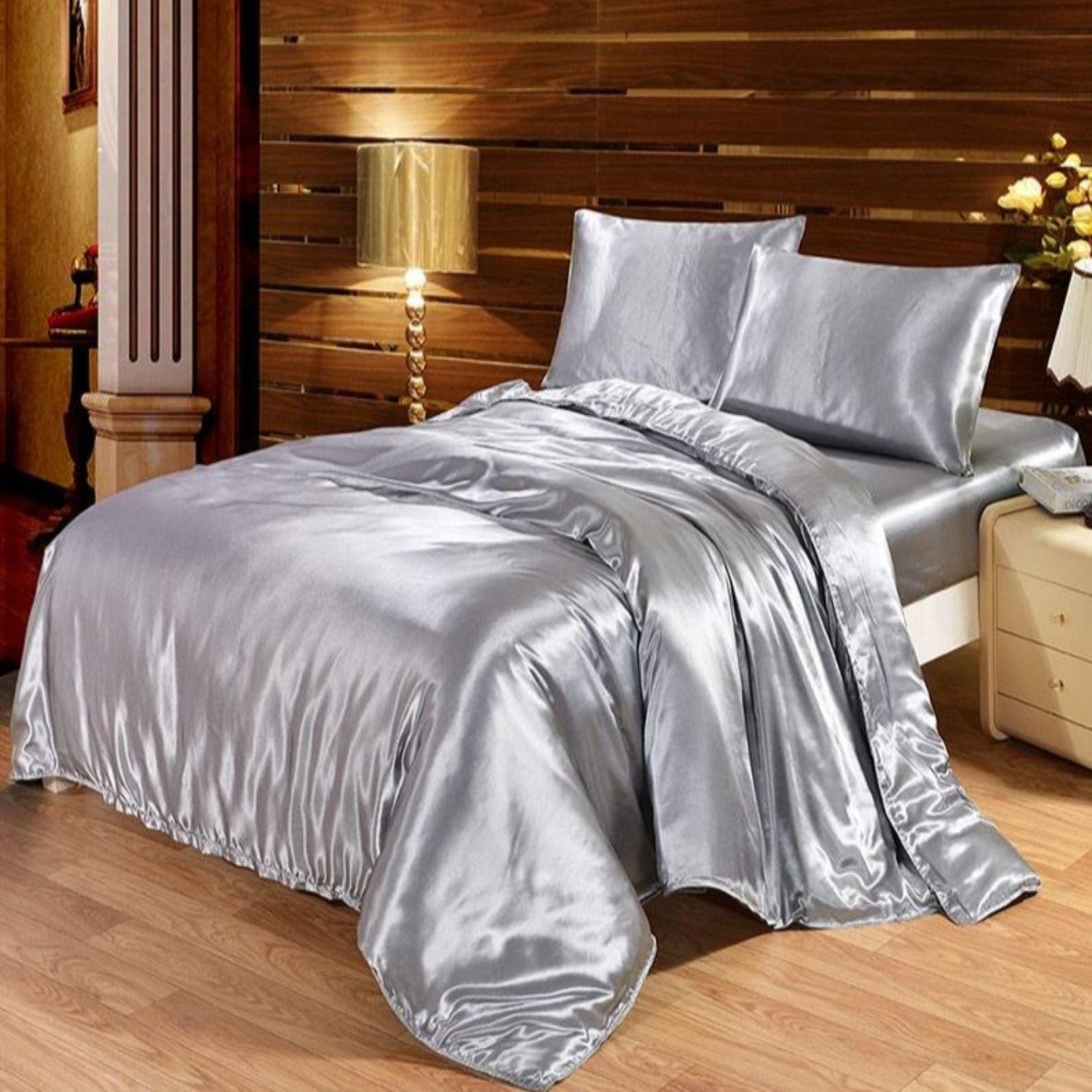 Luxury Satin Silk Duvet Cover 3 pcs Set