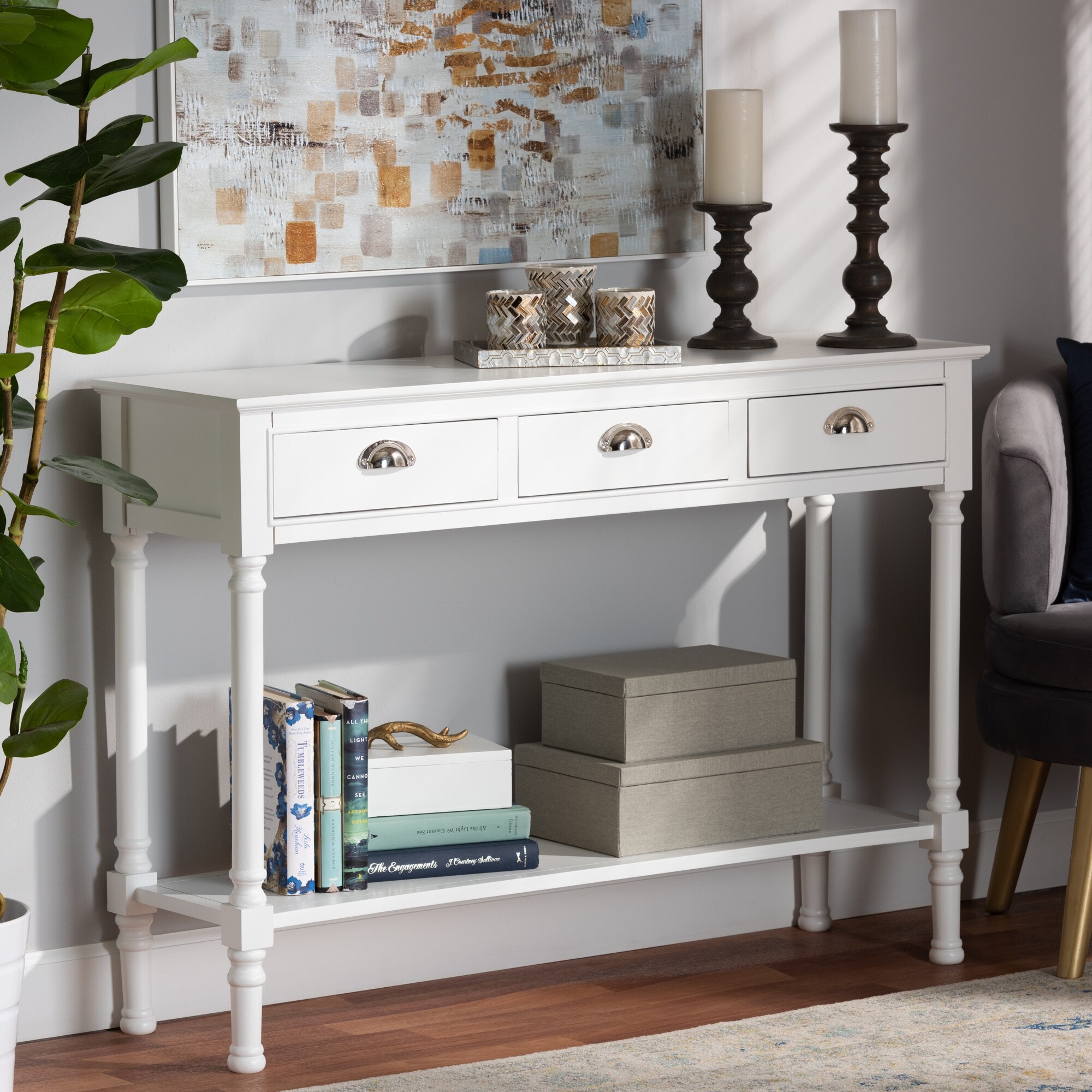 Garvey 3-Drawer Wood Entryway Console Table