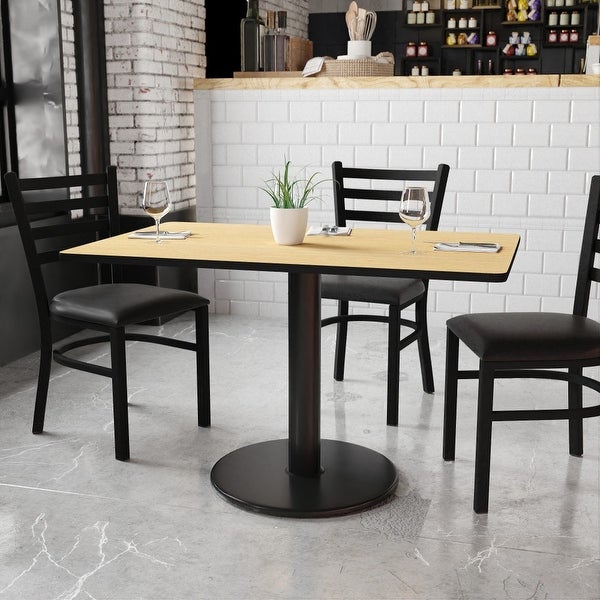 30'' x 48'' Rectangular Laminate Table Top with 24'' Round Table Height Base - 30