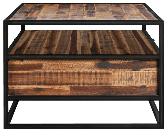 50 quotBrown And Black Solid Wood Rectangular Coffee Table With Shelf   Coffee Tables   by HomeRoots  Houzz