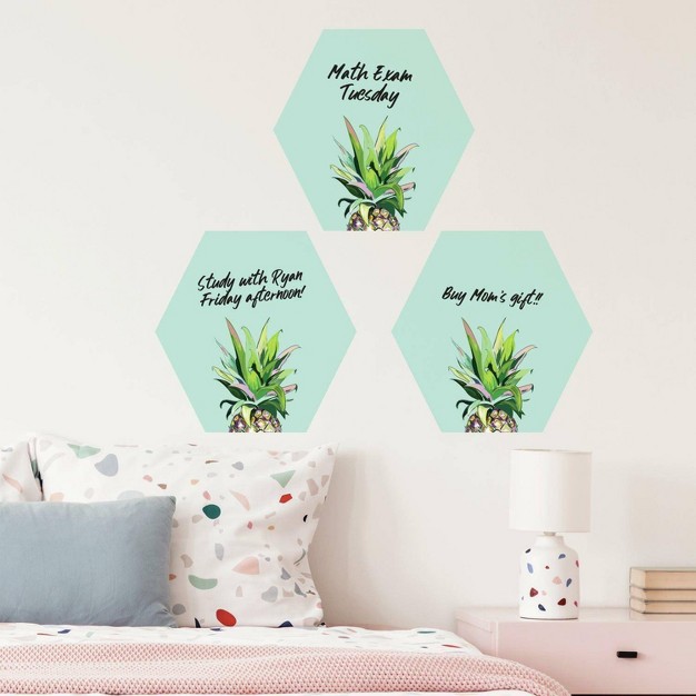 Pineapple Crown Dry Erase Hexagon Peel And Stick Wall Decal Green Roommates