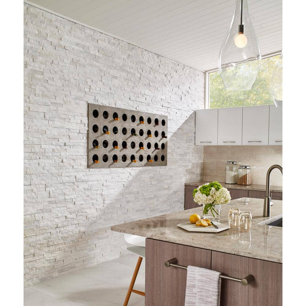 MSI Arctic White Ledger Panel 6 in. x 25.52 in. Textured Marble Stone Look Wall Tile (6 sq. ft.Case) LPNLQARCWHI624C