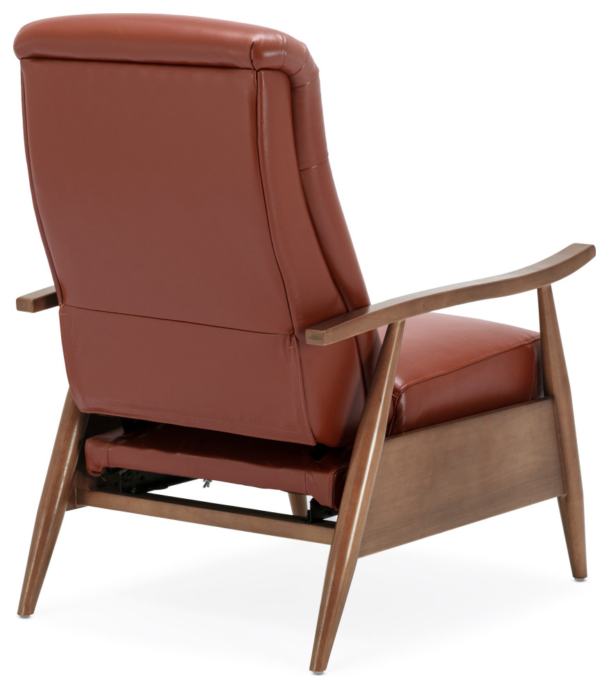 Fairview Leather Wood Arm Push Back Recliner   Midcentury   Recliner Chairs   by Homesquare  Houzz