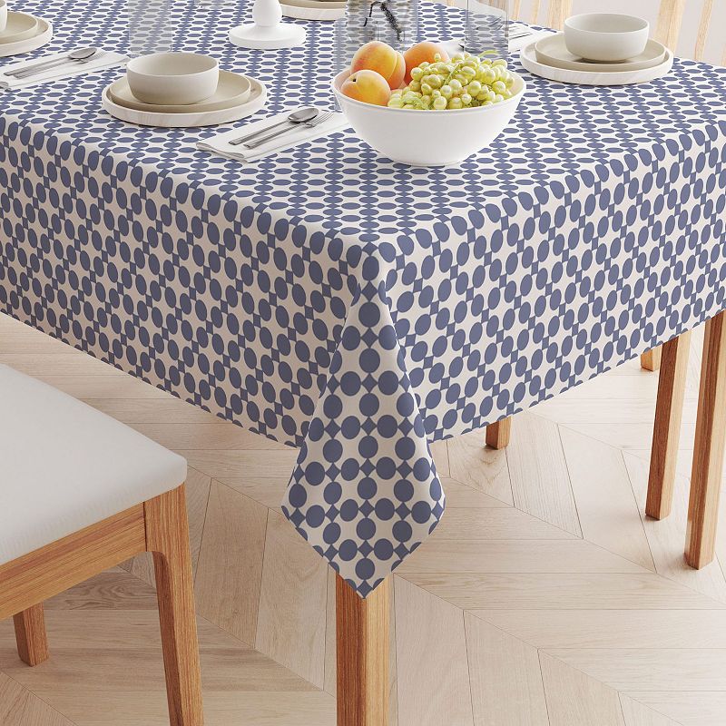 Square Tablecloth， 100% Cotton， 60x60， Blue Dot Design