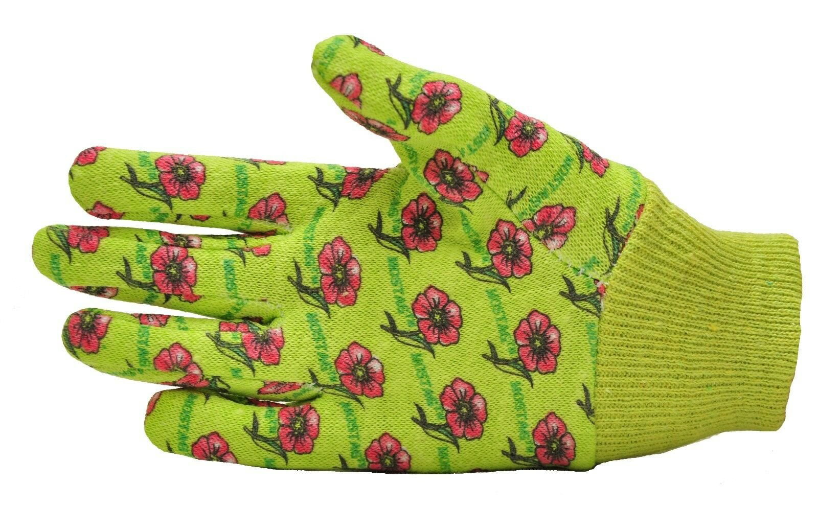 G & F Kids Garden Gloves 1823-3 JustForKids Work Gloves, 3 Pairs Green/Red/Blue per Pack