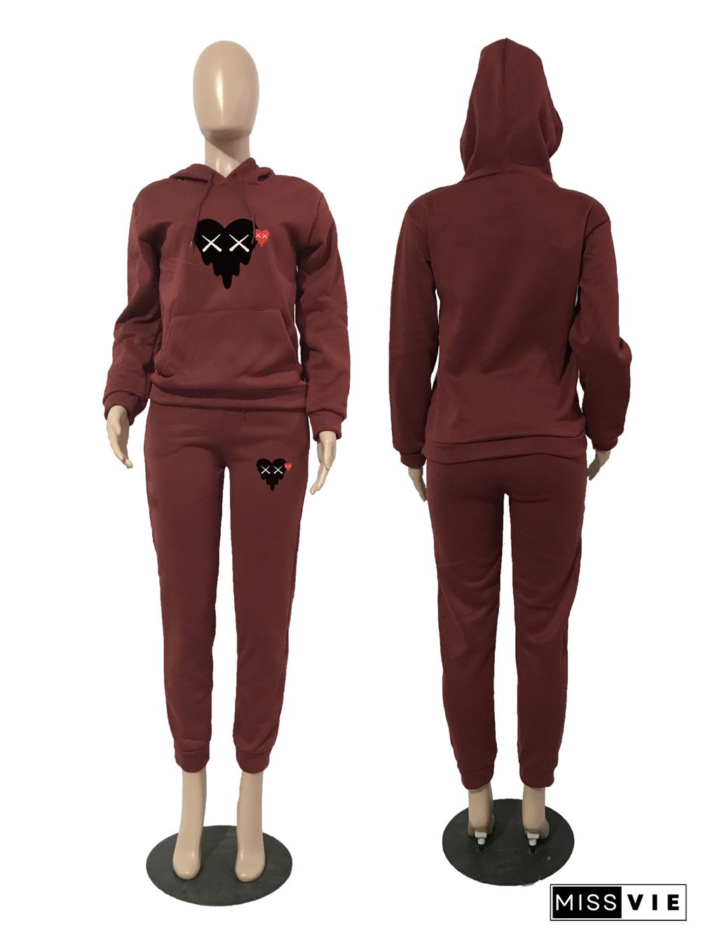 Winter Warm Hoodie Sweatshirt Pants Two Piece Sets