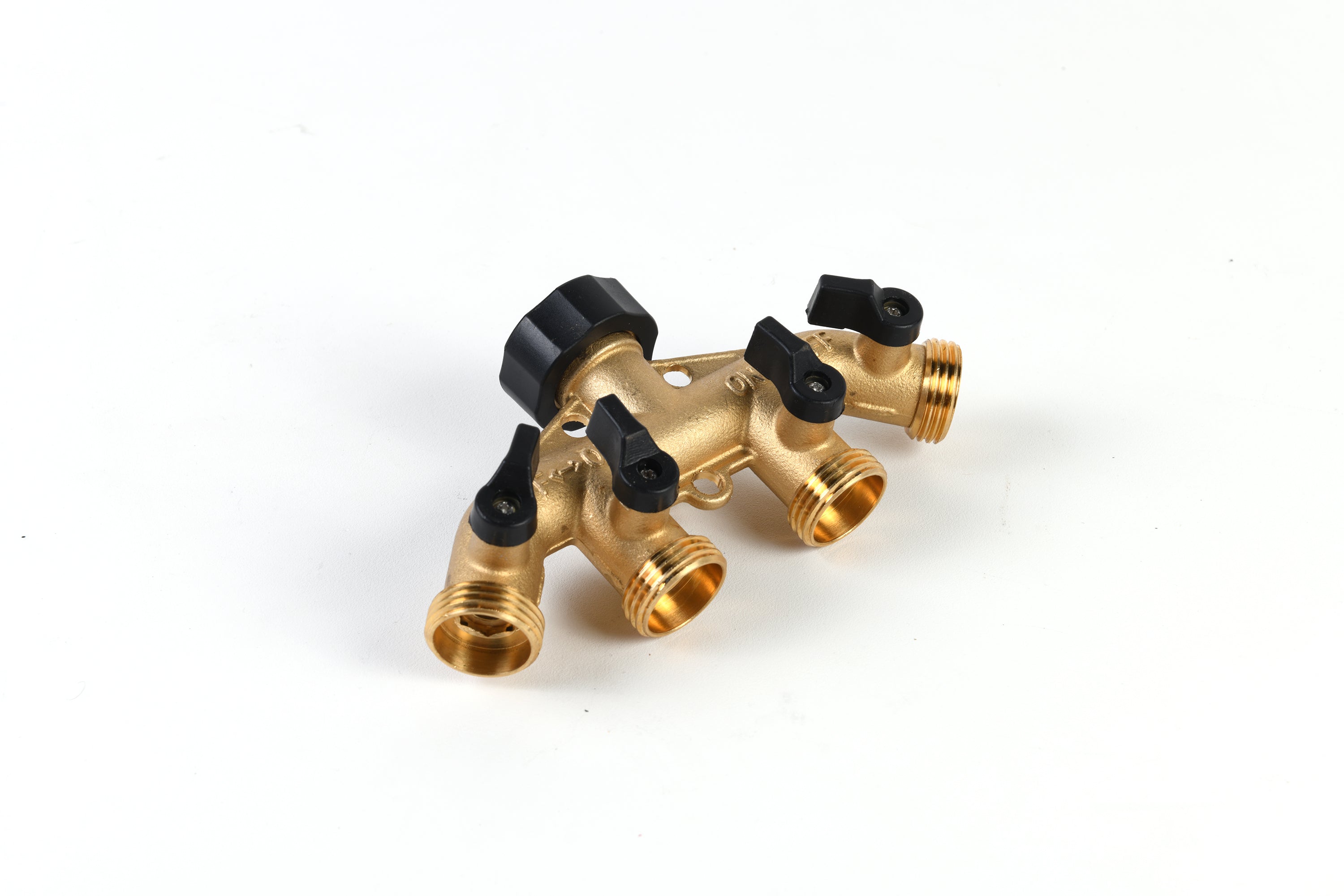 Expert Gardener Heavy-Duty 4-Way Brass Shut-off Hose Connector