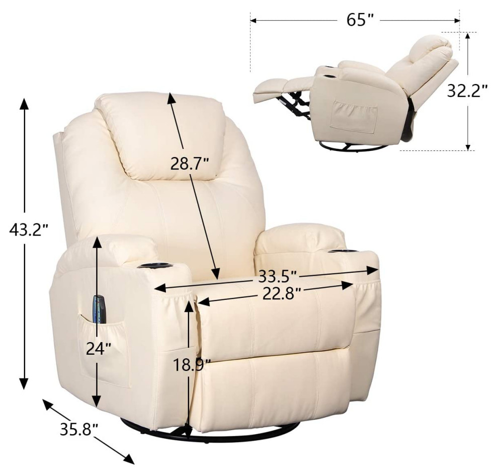 Living Room Recliner Massage Chair   Cream   Transitional   Recliner Chairs   by AffordableVariety  Houzz