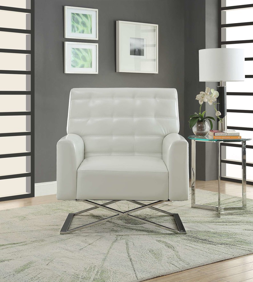 ACME Rosa White Accent Chair  Stainless Steel   Contemporary   Armchairs And Accent Chairs   by Acme Furniture  Houzz