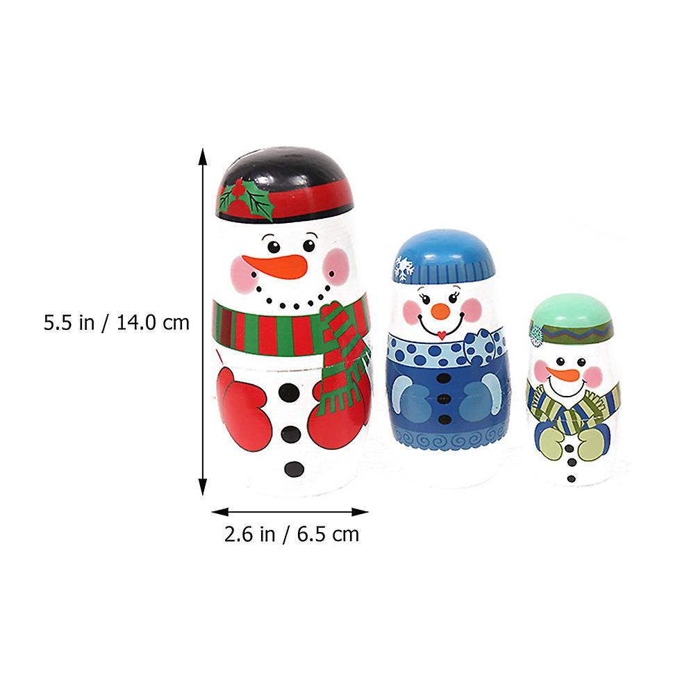 Christmas snowman wood russian nesting