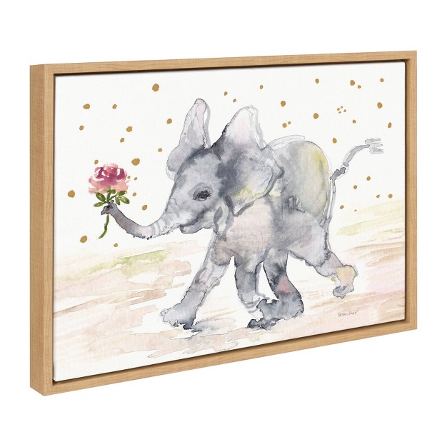 X 24 quot Sylvie Baby Elephant Watercolor Framed Canvas Wall Art By Patricia Shaw Natural Kate And Laurel